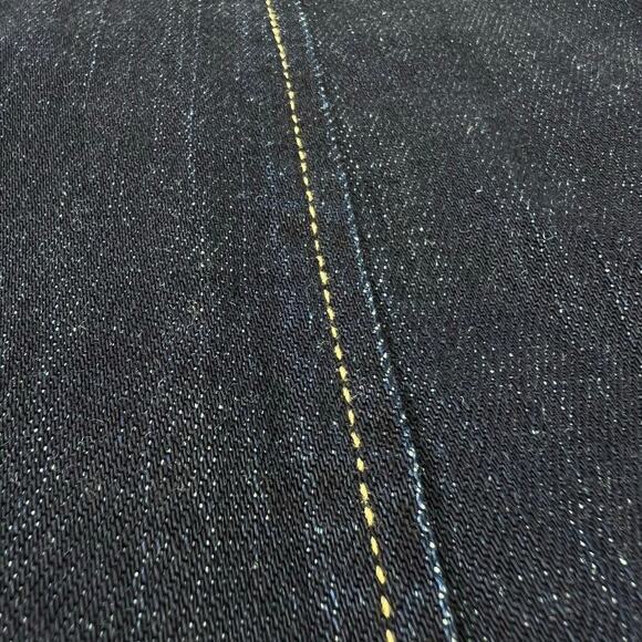 Ralph Lauren Dianva Women's Dark Wash Denim Shift Sheep Leather Trim Dress 10 - Picture 7 of 11